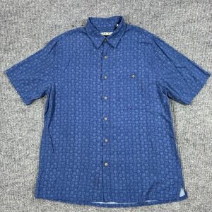 Batik Bay Mens Large Blue Palm Tree Hawaiian Shirt 100% Rayon Button Up